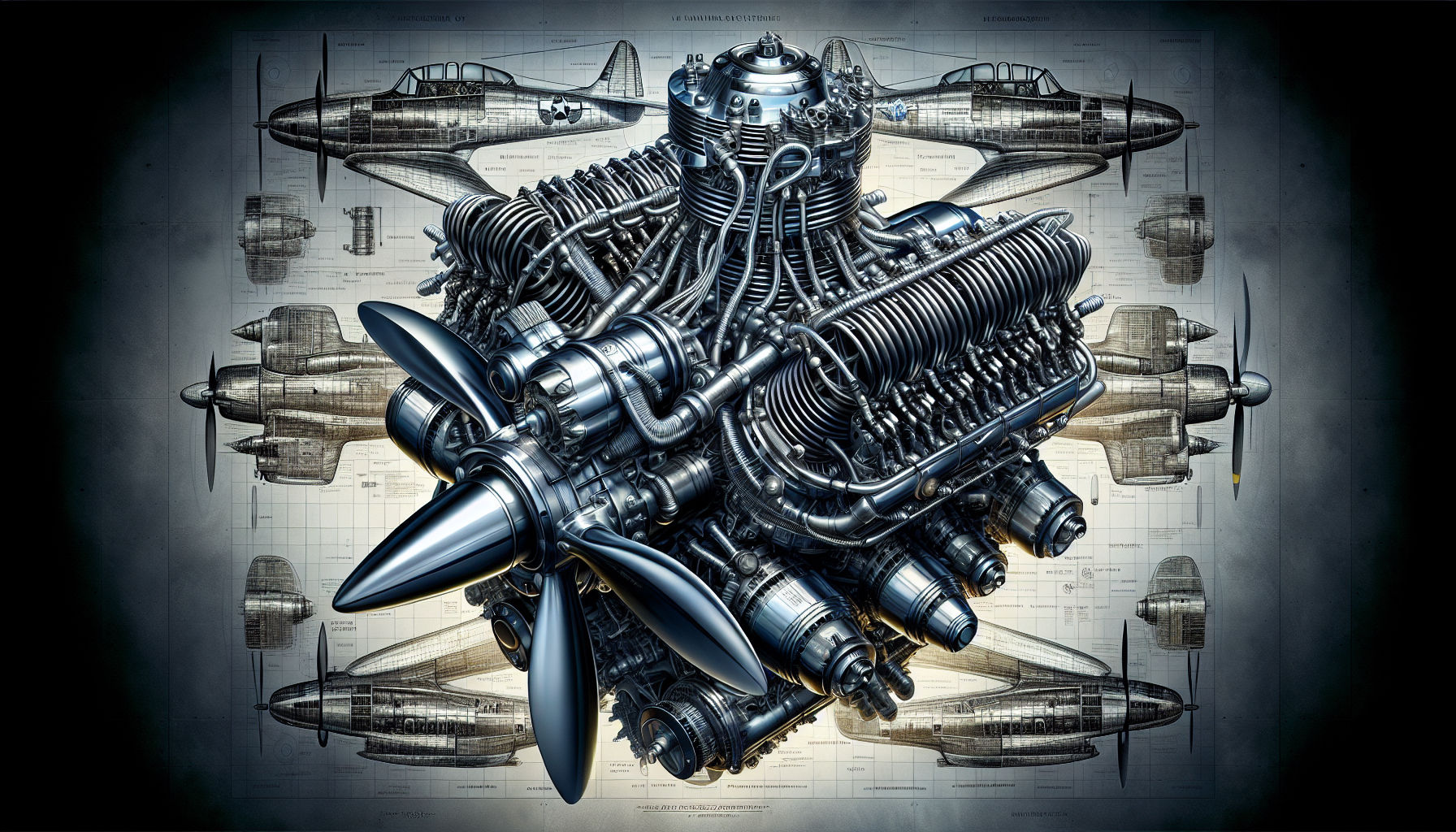 Artistic depiction of a powerful aircraft engine