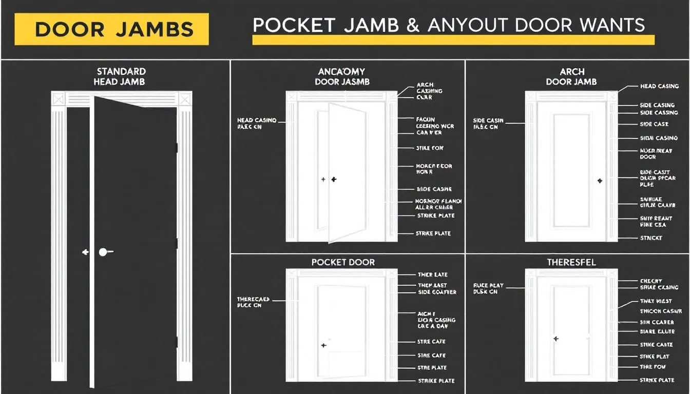 An illustration showing different types of door jambs and their components.