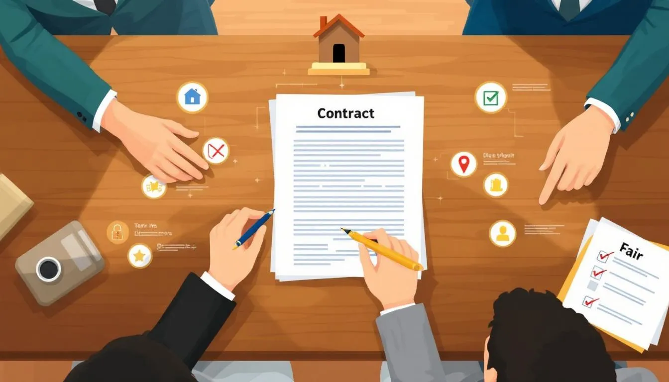 Imagem de um contrato de permuta de imóveis sendo assinado, simbolizando cuidados necessários.