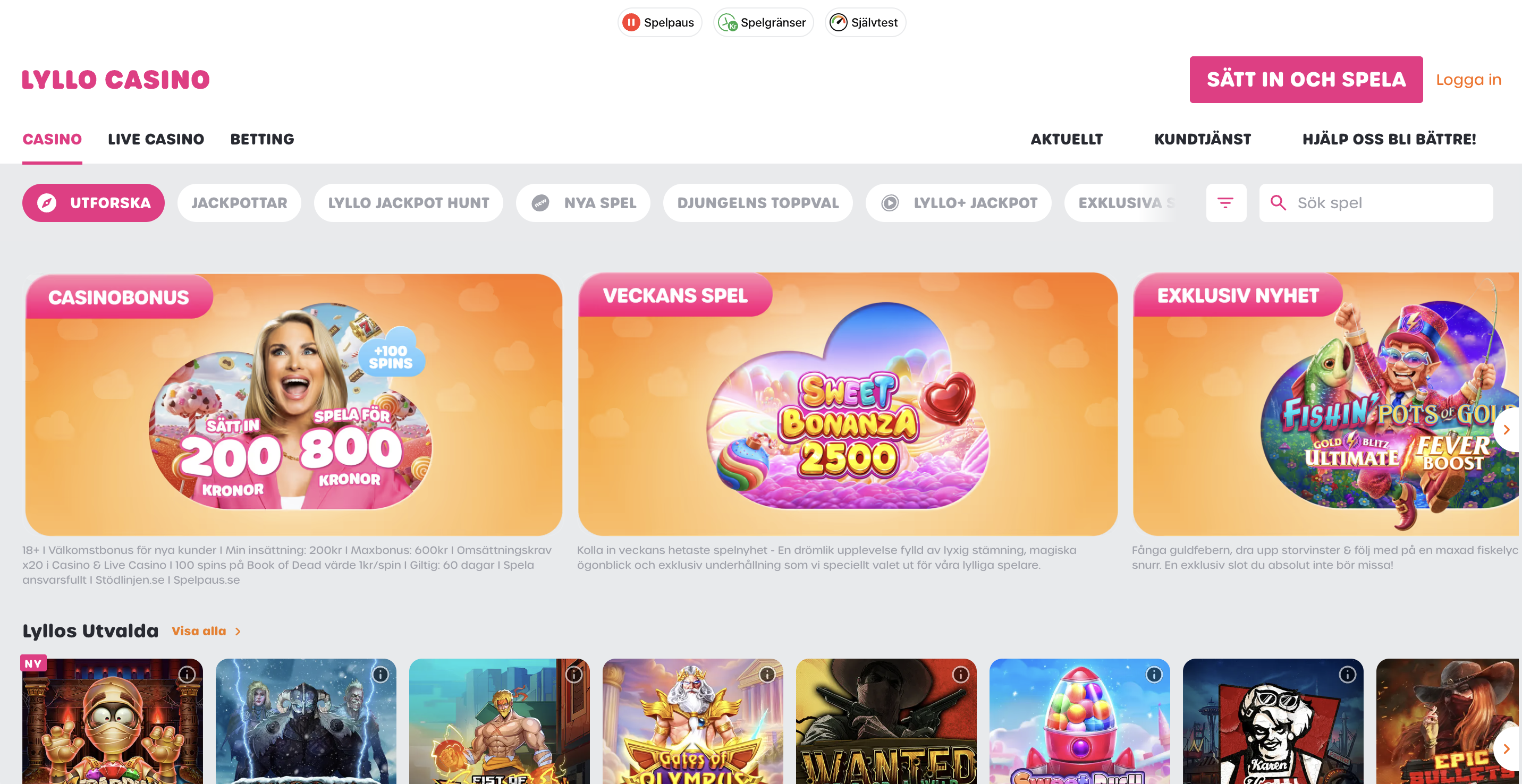 Lyllo casino startsida