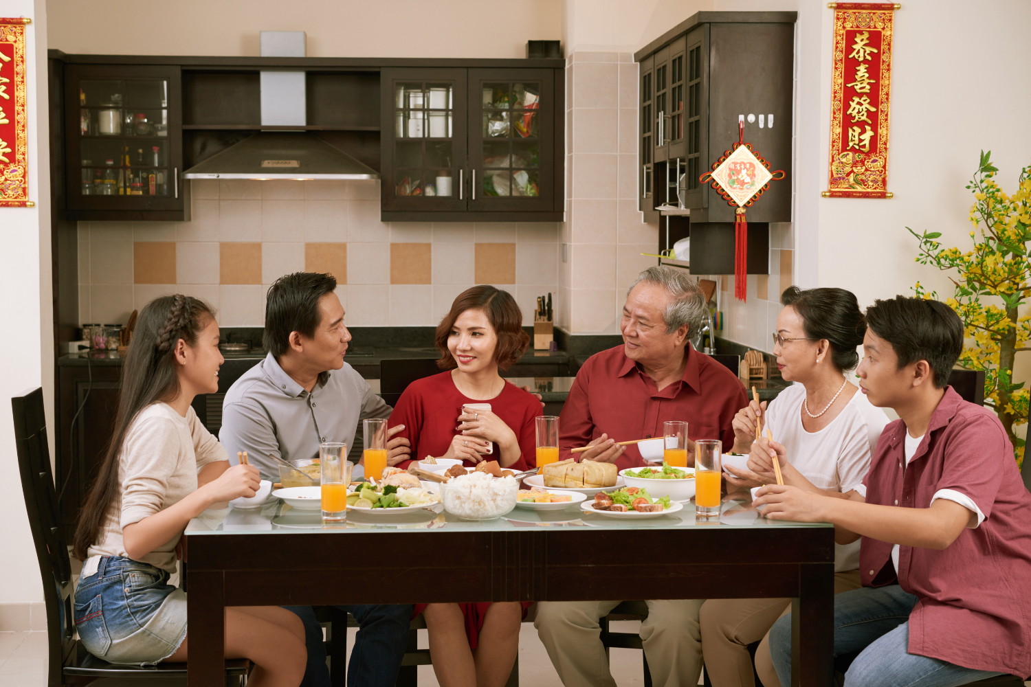 Filipino family celebrating a local holiday.