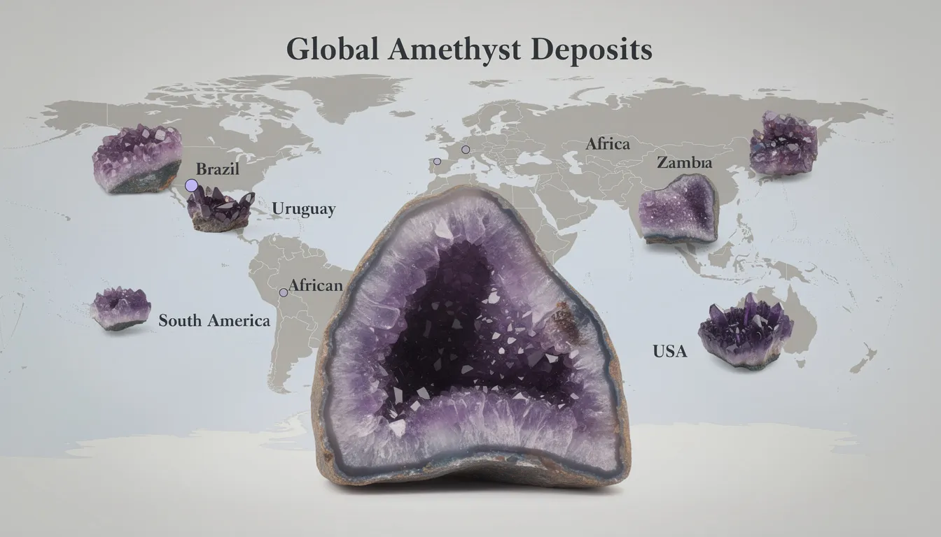 The image showcases a stunning amethyst gemstone, highlighting its rich purple shades and unique crystal formations. Known as the February birthstone, this exquisite gem is often associated with mental clarity and has a long history of appeal among royal families and ancient cultures.