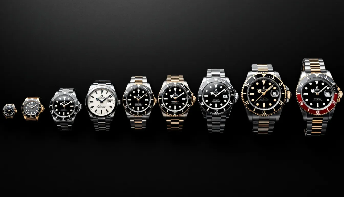 Illustration of the evolution of Rolex Oyster cases, showcasing different models and their water resistance capabilities.