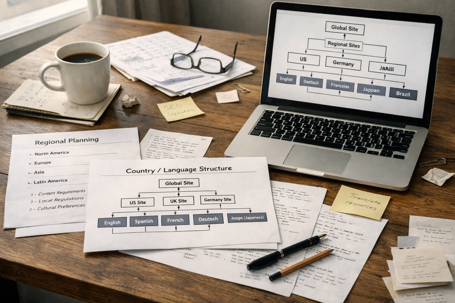 Planning an international SEO strategy with site structure and regional targeting notes