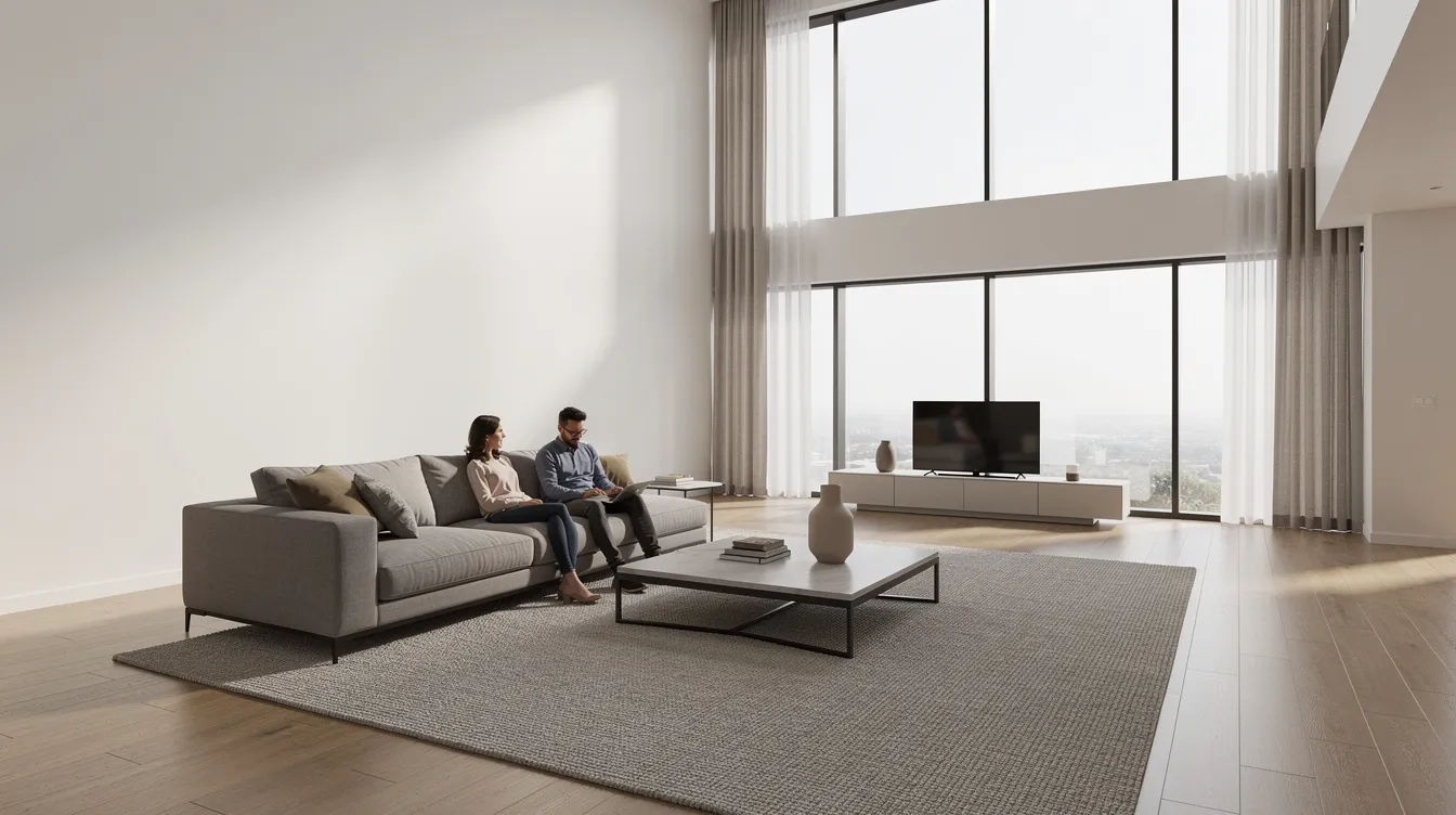 Ett rymligt vardagsrum med en snygg 3-sits soffa av hög kvalitet och ett matchande soffbord. Soffan har avtagbar klädsel och erbjuder både komfort och tidlös design, vilket gör den perfekt för att skapa en inbjudande atmosfär i hemmet.