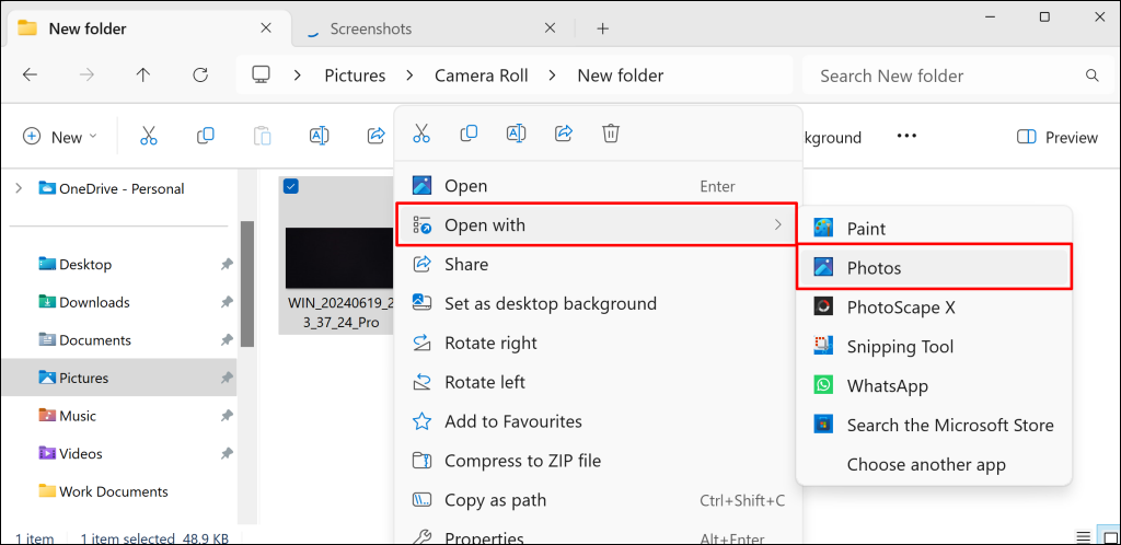 Steps to see an image file location in Windows