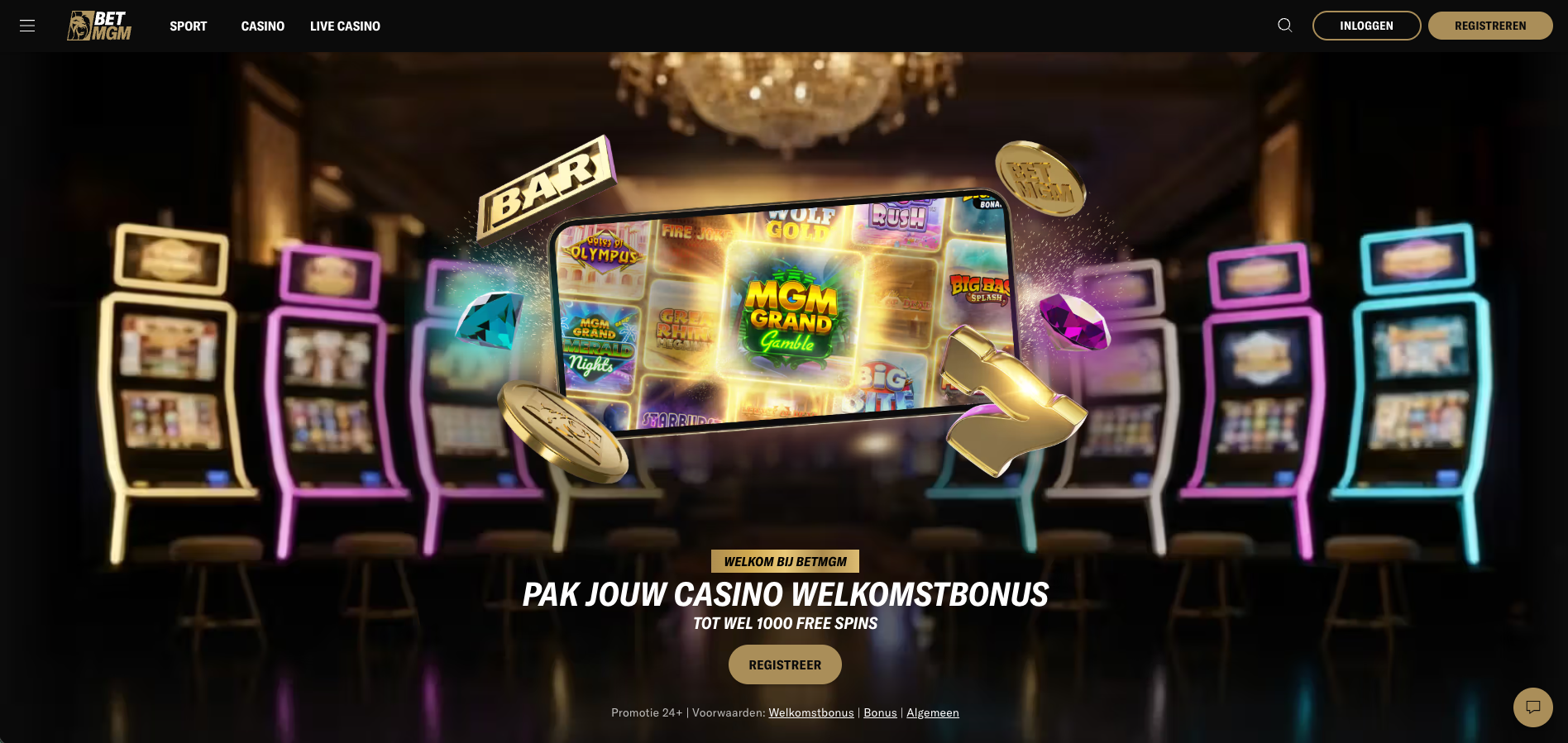 Welkomstpagina BetMGM
