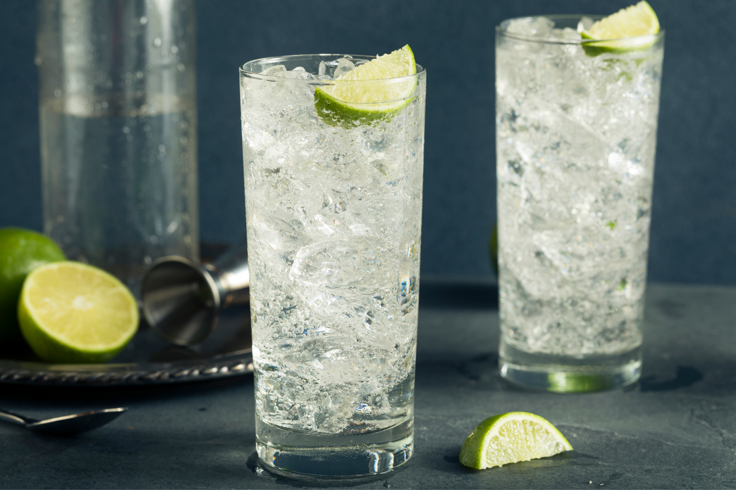Clear spirits and light beverages like vodka soda, gin and tonic.