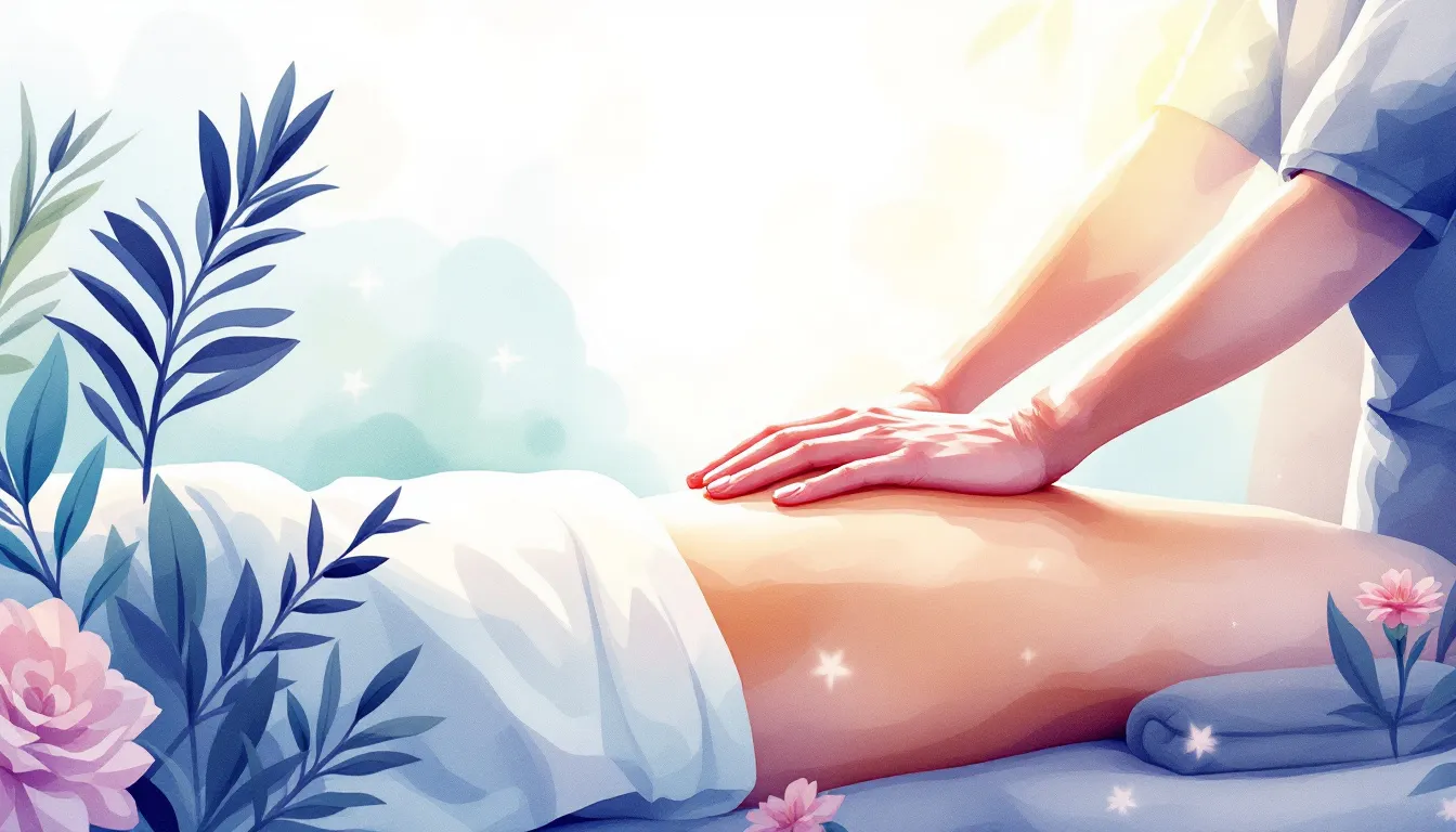 An illustration showing a massage therapist performing kneading massage.