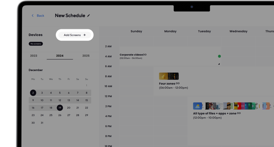 set up the display schedule and launch the do it yourself digital signage