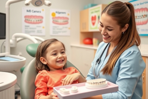 female orthodontist treating a young child who came to Impact Orthodontics for children's orthodontist