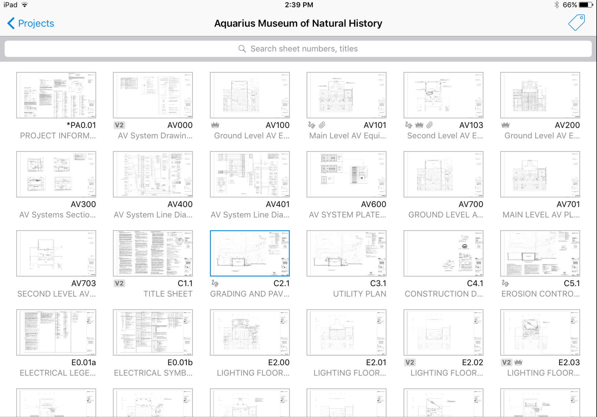 project drawings database in PlanGrid construction software