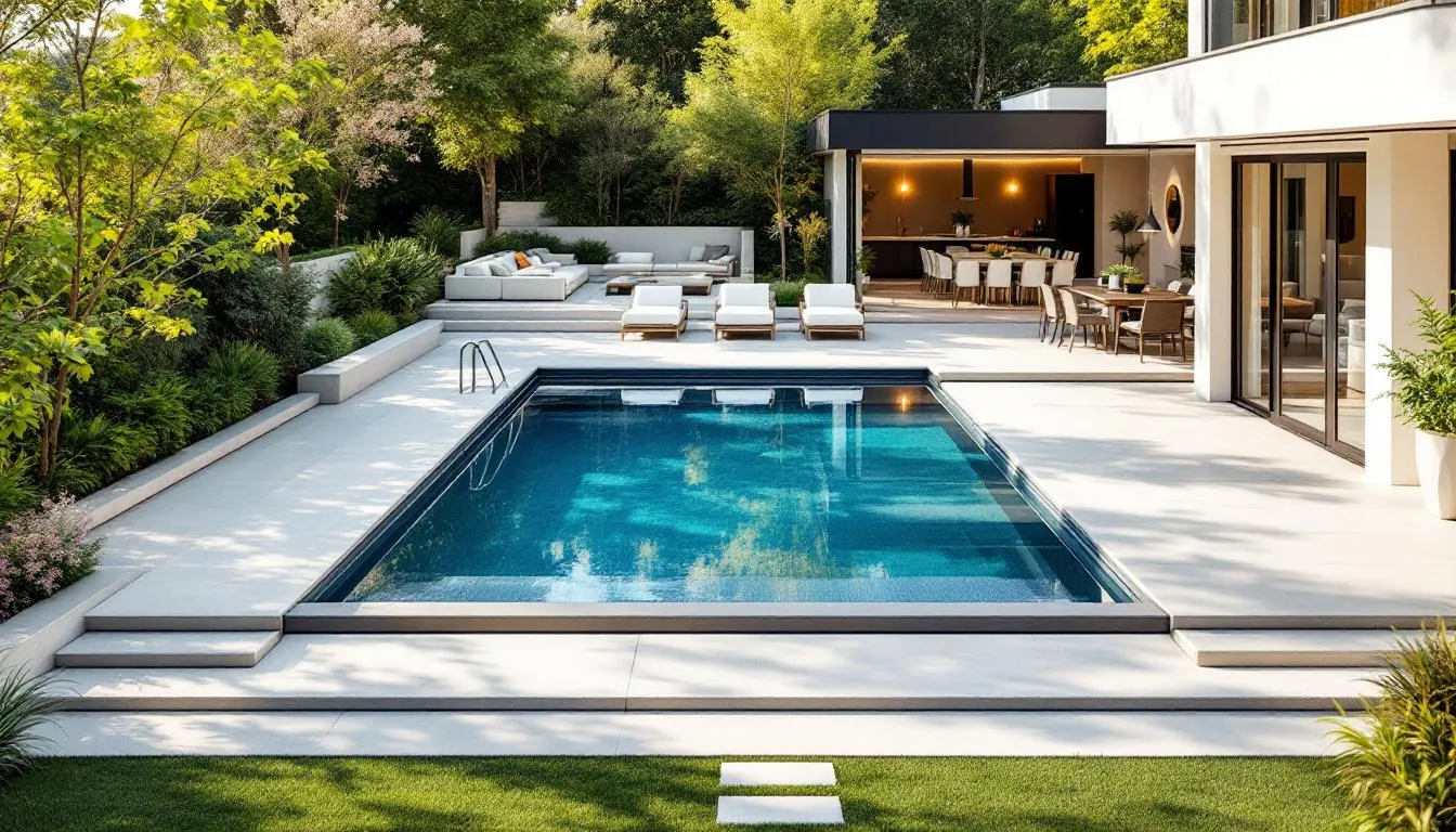 Enhancing the fiberglass pool experience with outdoor features.
