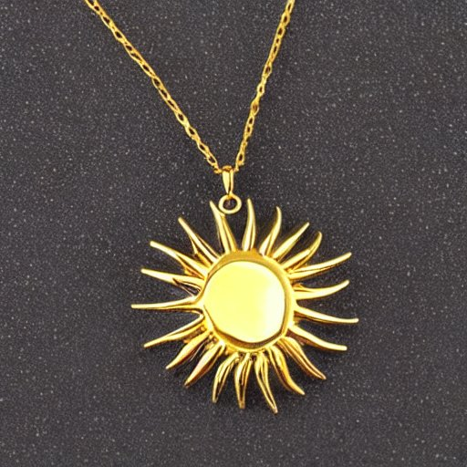 a poorly made gold sun necklace
