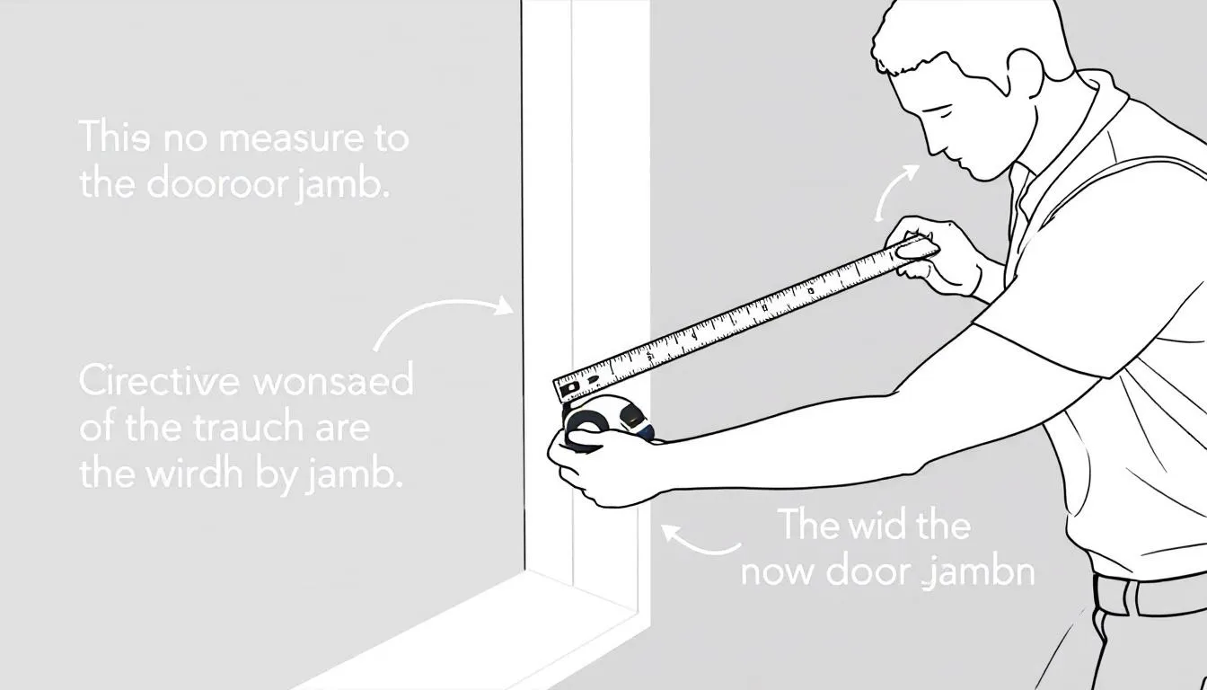A person using a tape measure to measure jamb width.