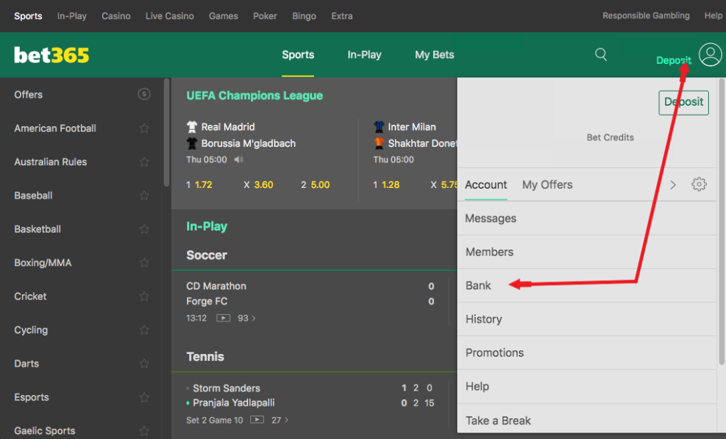 bet365 kansas banking options
