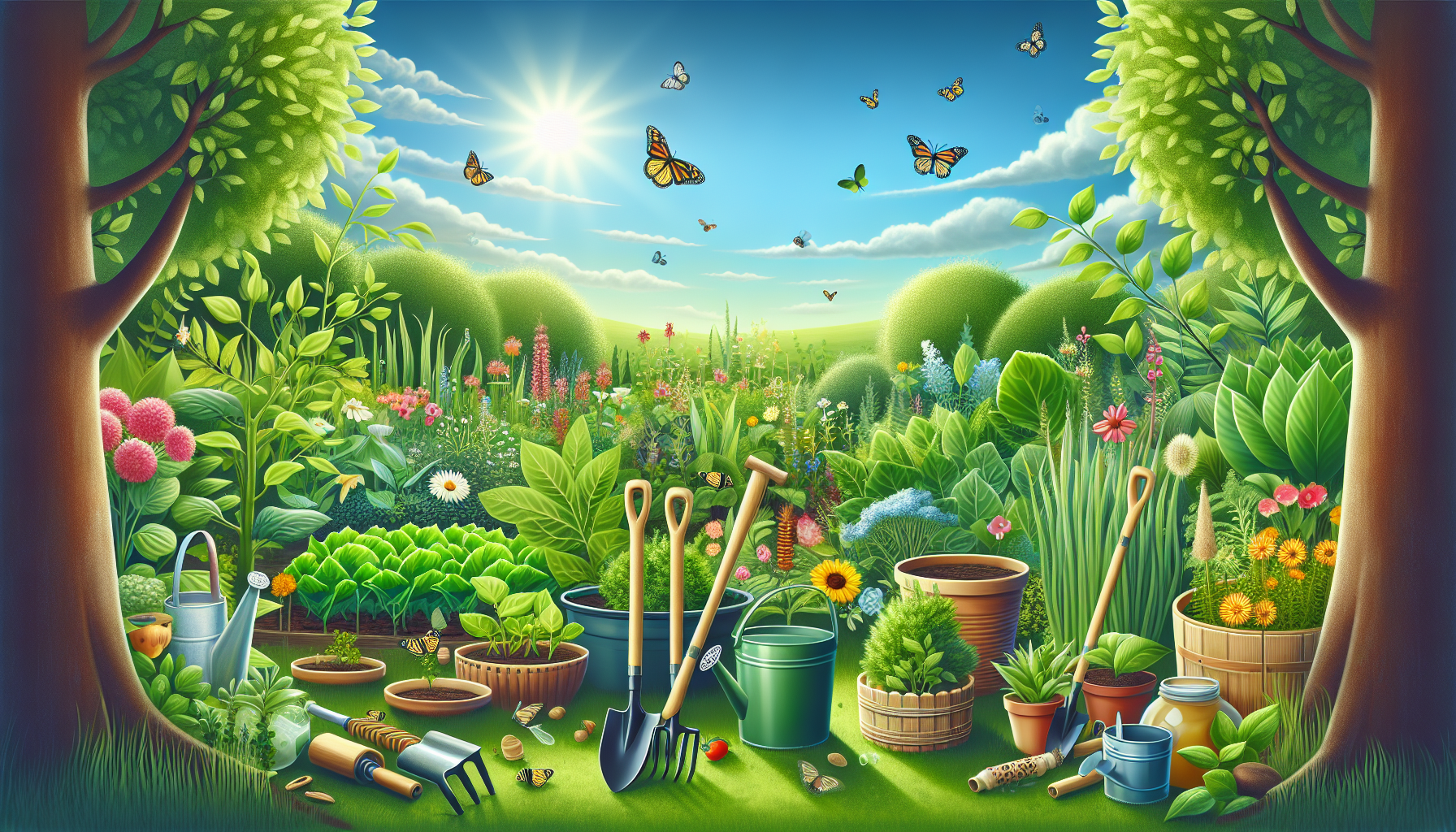 An illustration of sustainability and eco-friendliness in gardening.