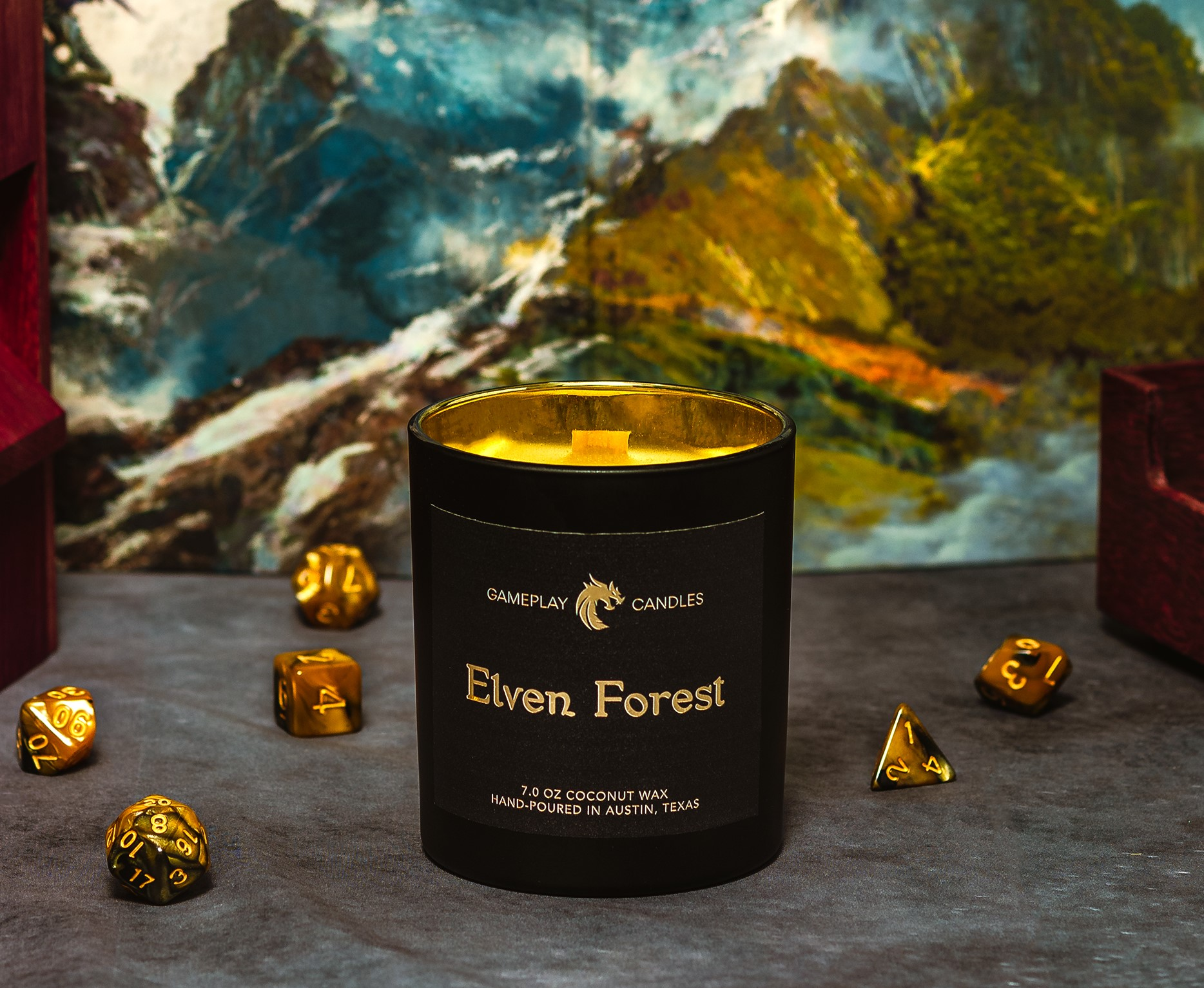 Our Elven Forest Jar candle has a burn time of 30+ hours and will last through several dungeons!