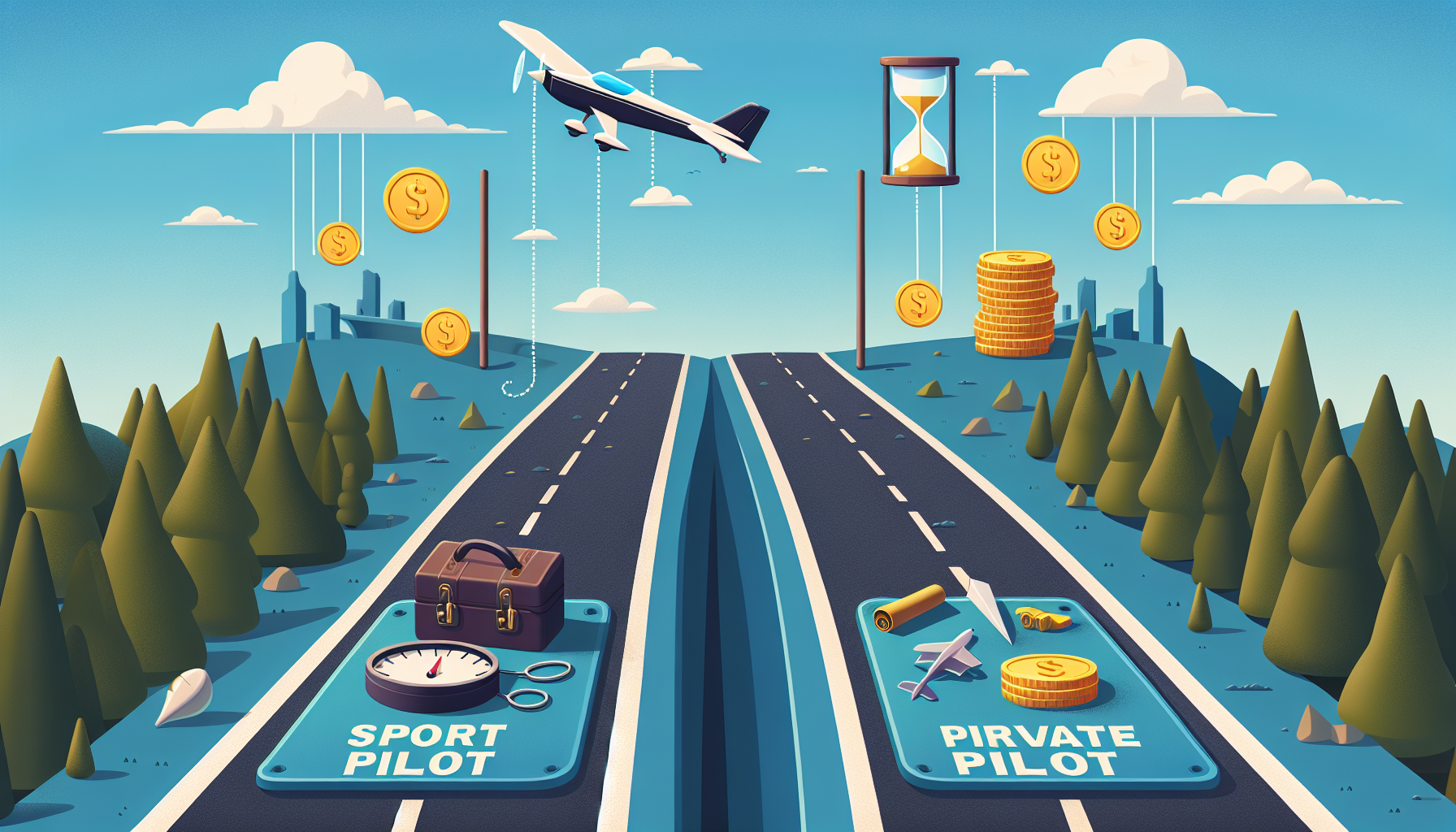 Comparison of costs and time commitments for sport pilot vs private pilot license