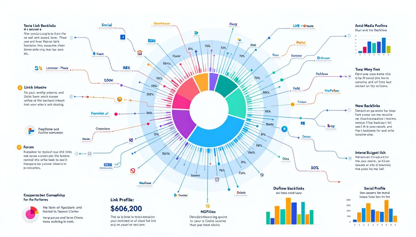 Eine Analyse des Linkprofils einer Webseite, die verschiedene Backlink-Quellen zeigt.