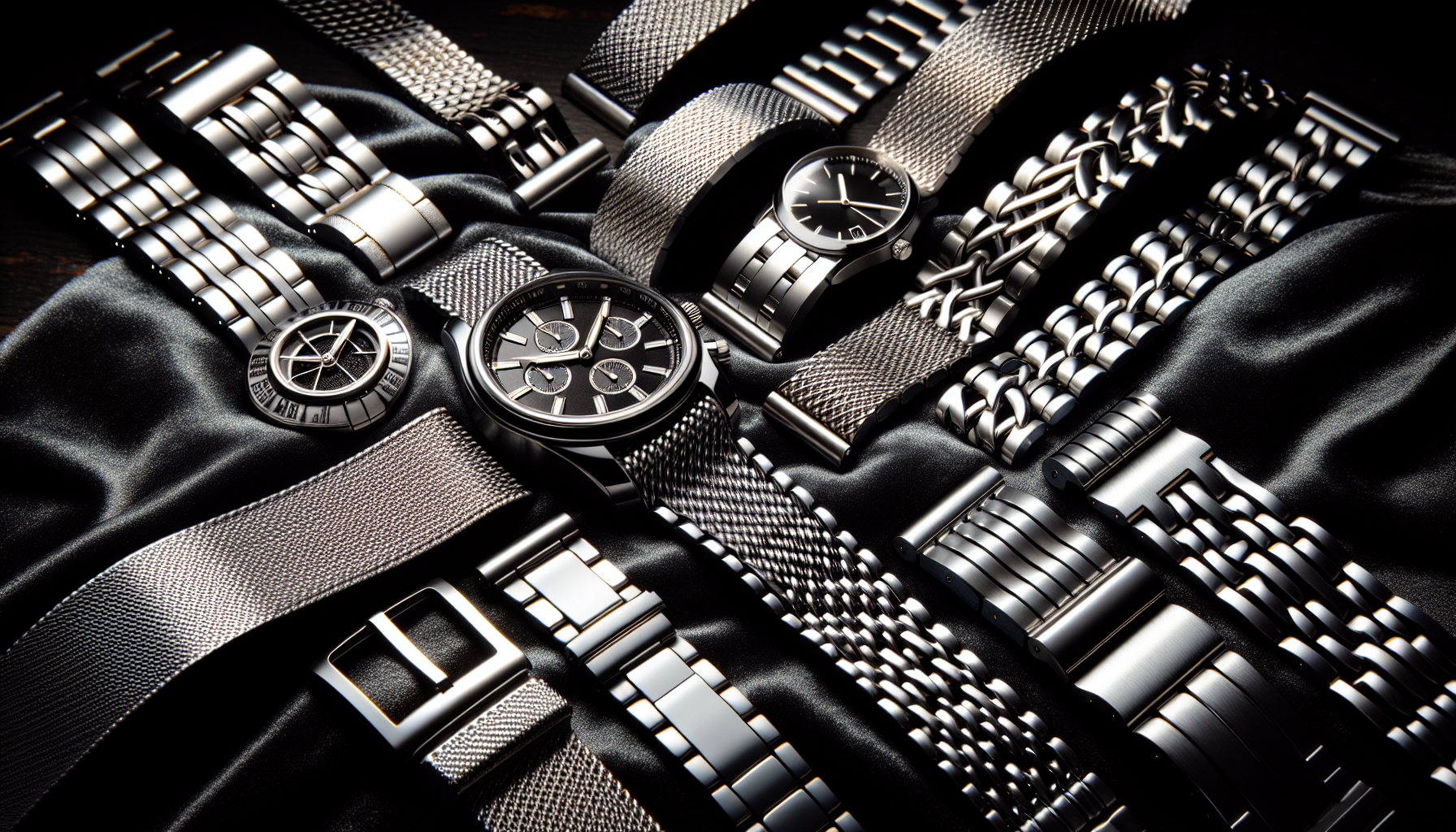 Variety of stainless steel watch straps