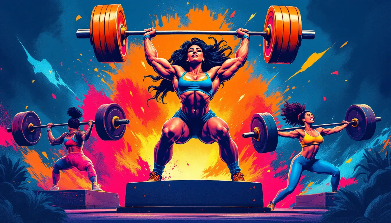 A diverse group of women engaging in a weightlifting routine, emphasizing strength training.