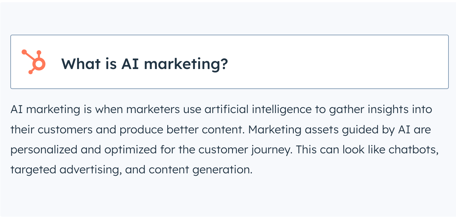 What is AI marketing definition box