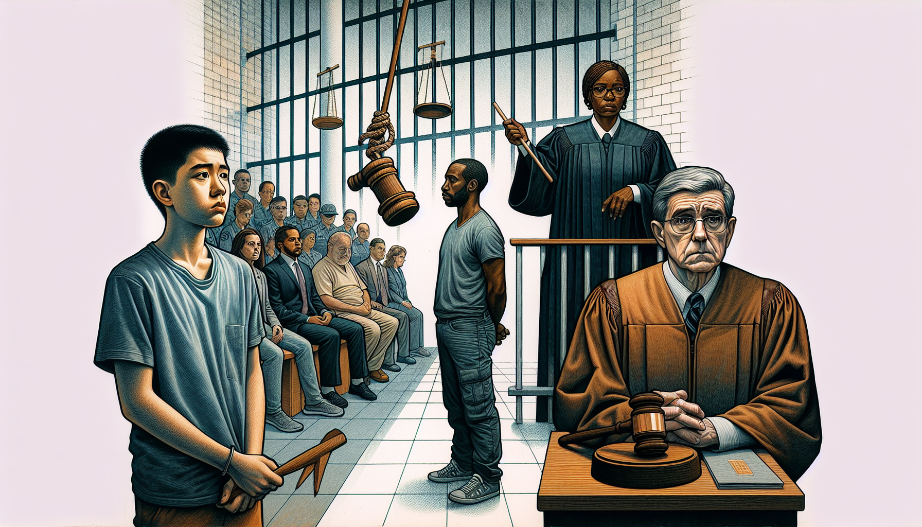 An illustration representing special cases affecting life sentences, including juvenile life sentences and three strikes law.