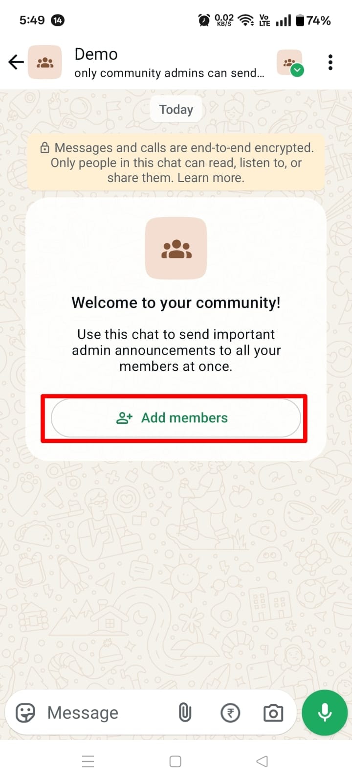 Step 6: Tap “Create” and share your community link