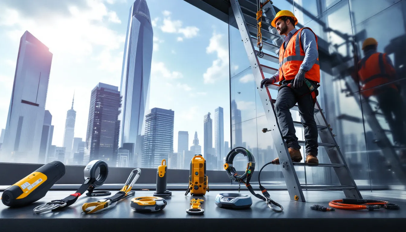 Safety measures while working at height with ladders.