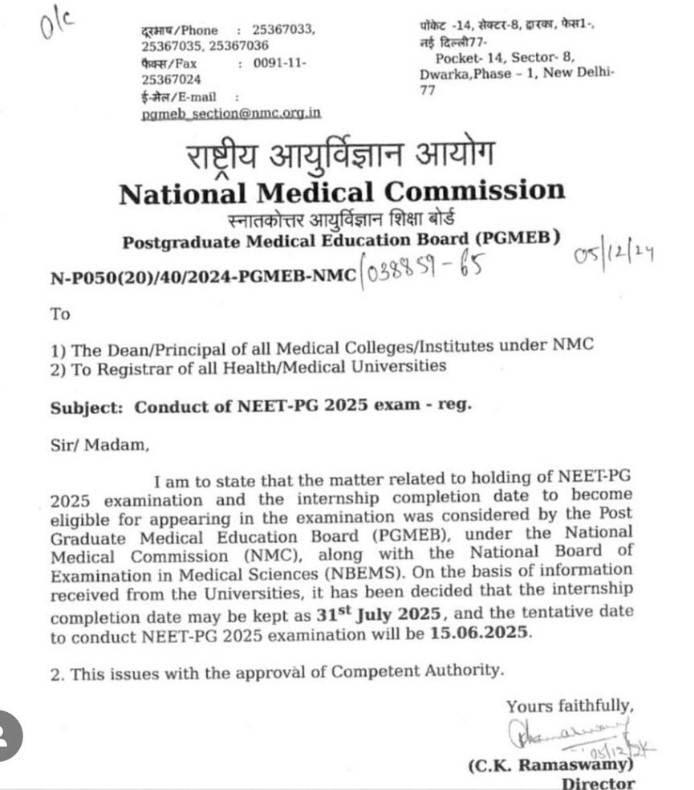 Conduct of NEET PG exam 2025