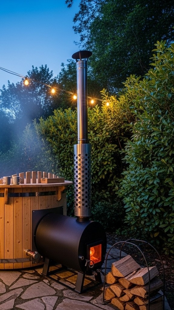 Na zdjęciu balia ogrodowa wieczorem.