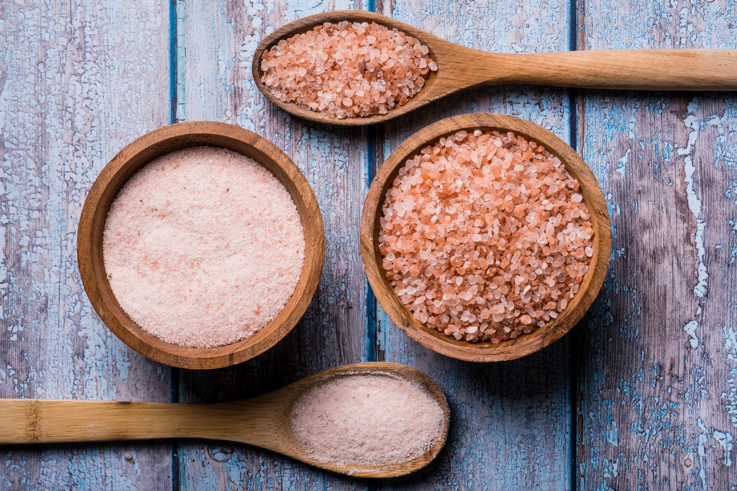 Bowls of Himalayan pink salt.