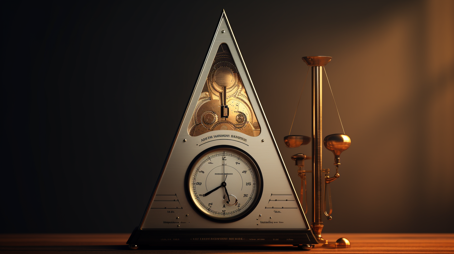 a metronome and clock combinated as a conceptual design. 