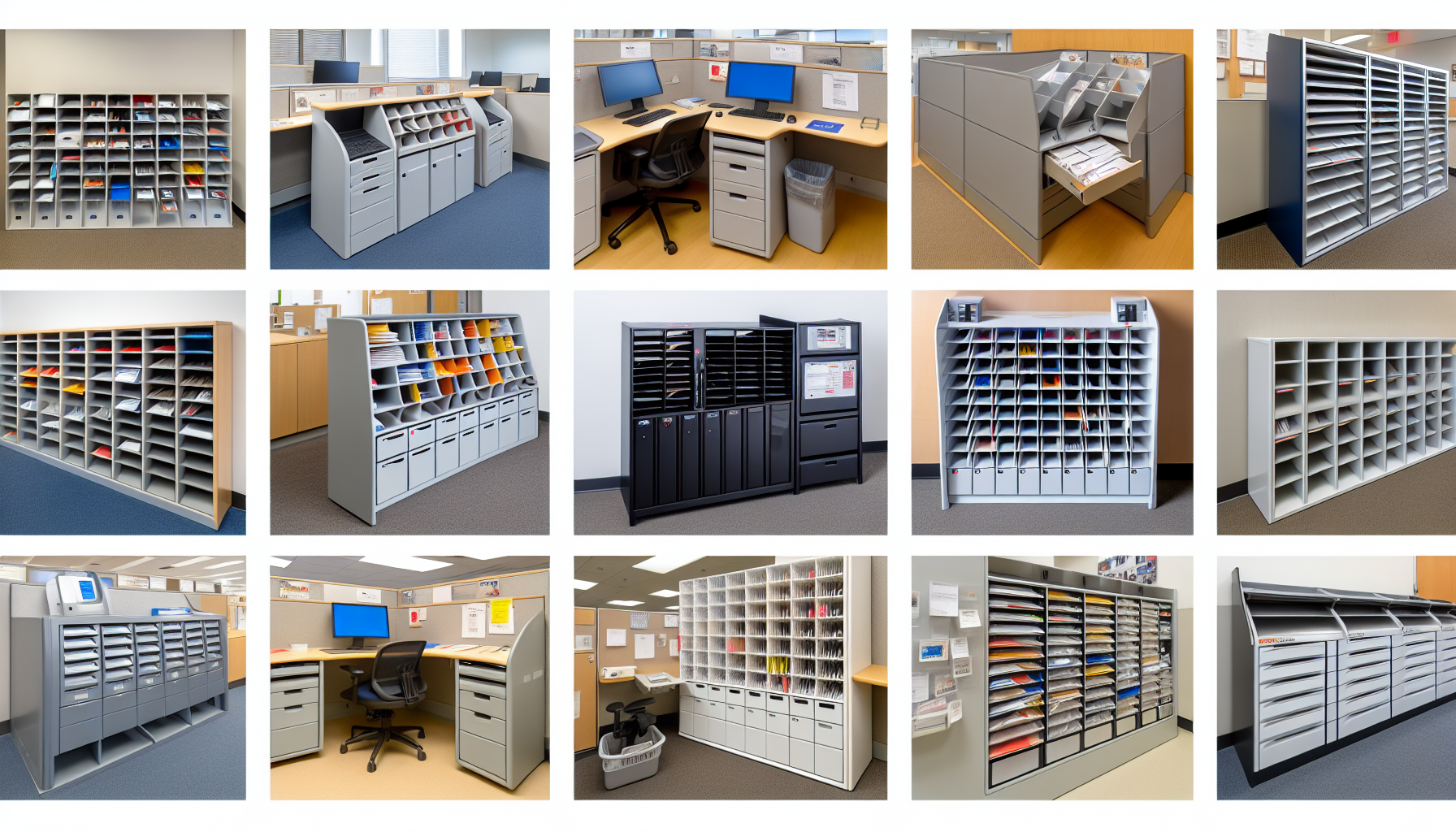 Image gallery showcasing various mail sorter station designs