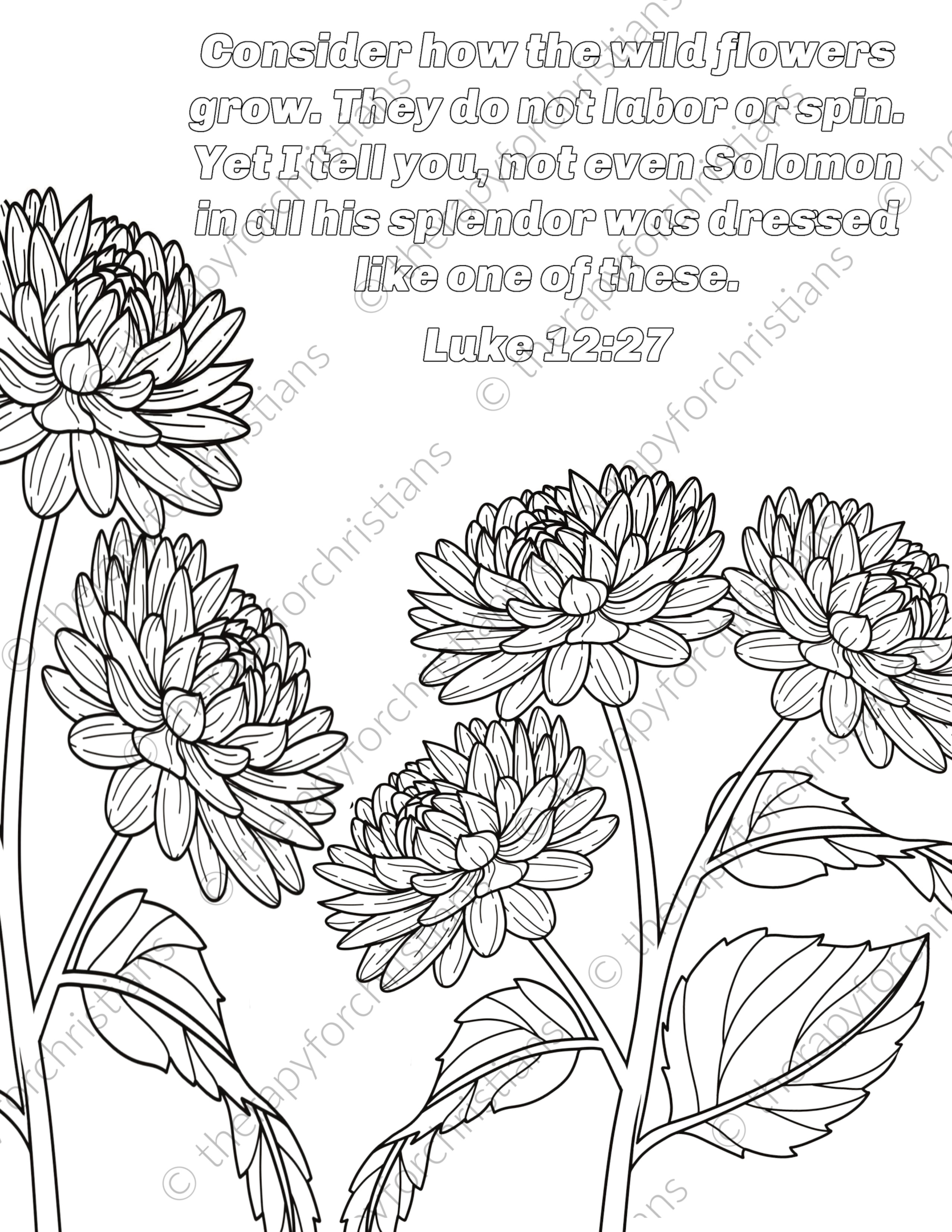 Printable Bible verse coloring pages based on Luke 12:27
