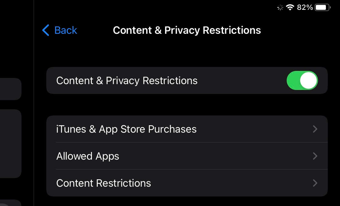 Content & Privacy Restrictions settings