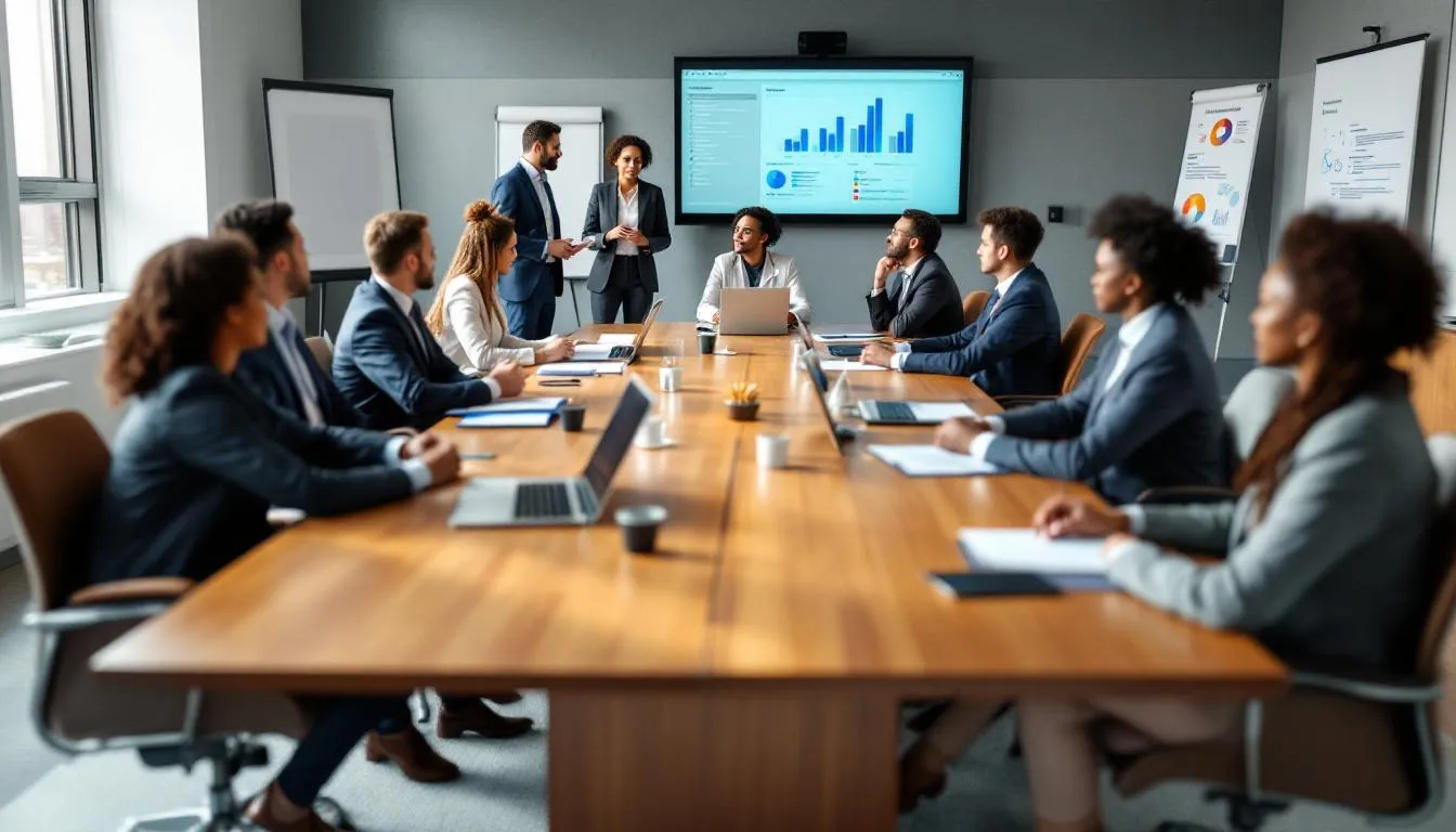 The image depicts a collaborative meeting involving representatives from healthcare, education, government, and community organizations, focused on addressing public health issues such as mental health concerns and health inequities. Participants engage in discussions aimed at improving health outcomes and achieving universal health coverage for vulnerable communities.