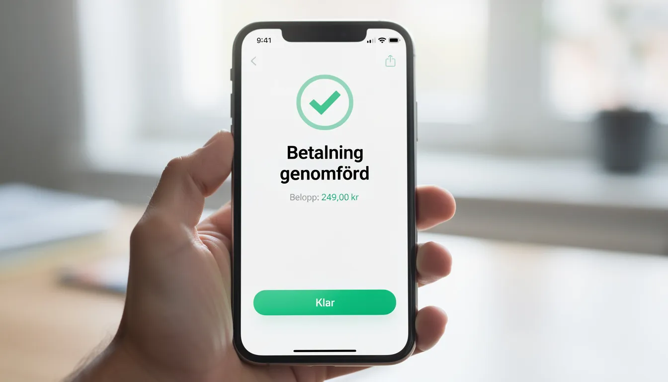 En smartphone visar en betalningsapp där användaren kan göra insättningar och uttag hos Betsson. Appen ger information om olika spelalternativ, inklusive sport och casinospel, samt tillgång till kundtjänst och nyheter om spelutbudet.