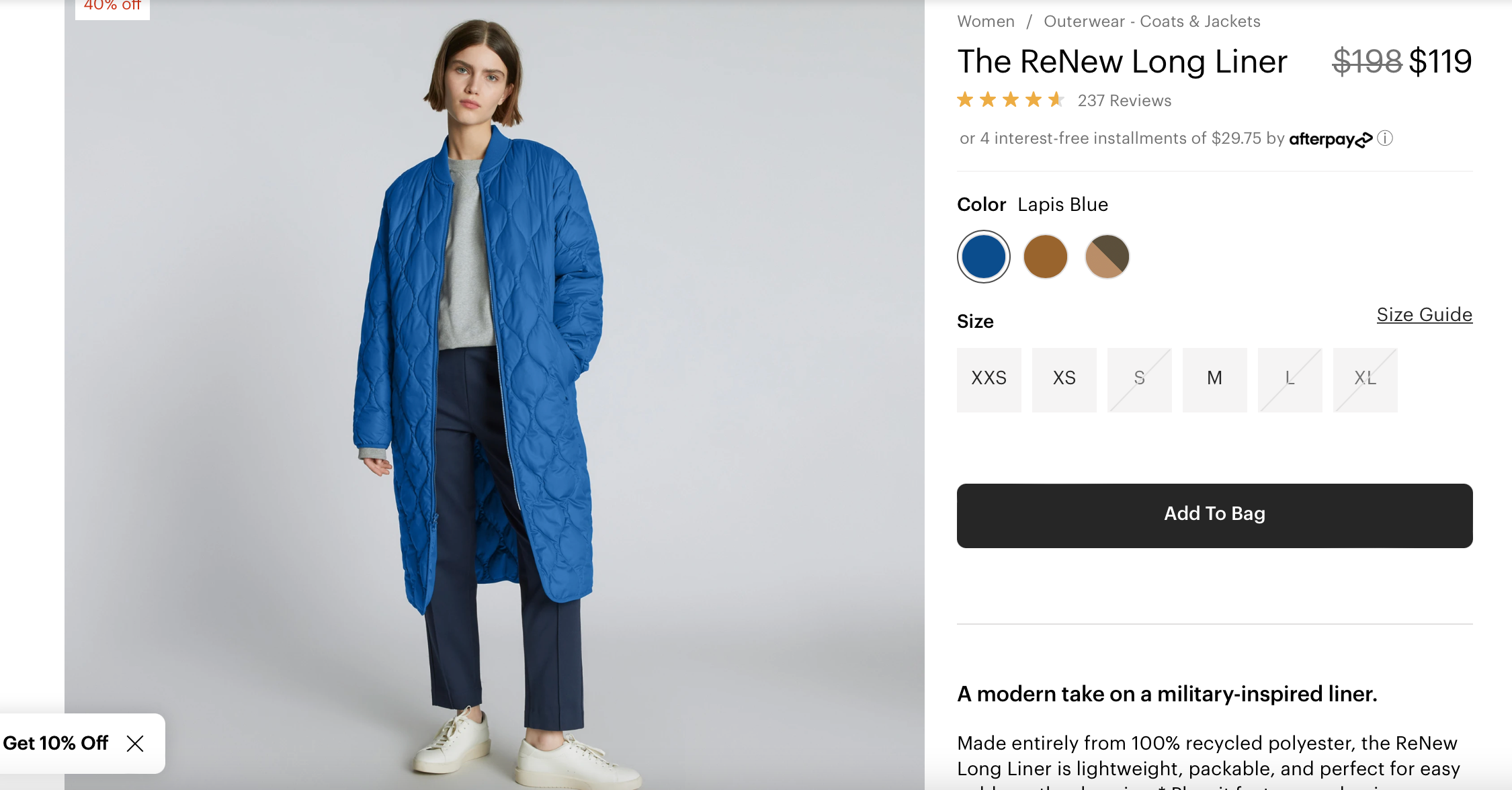 The ReNew Long Liner Lapis Blue – Everlane