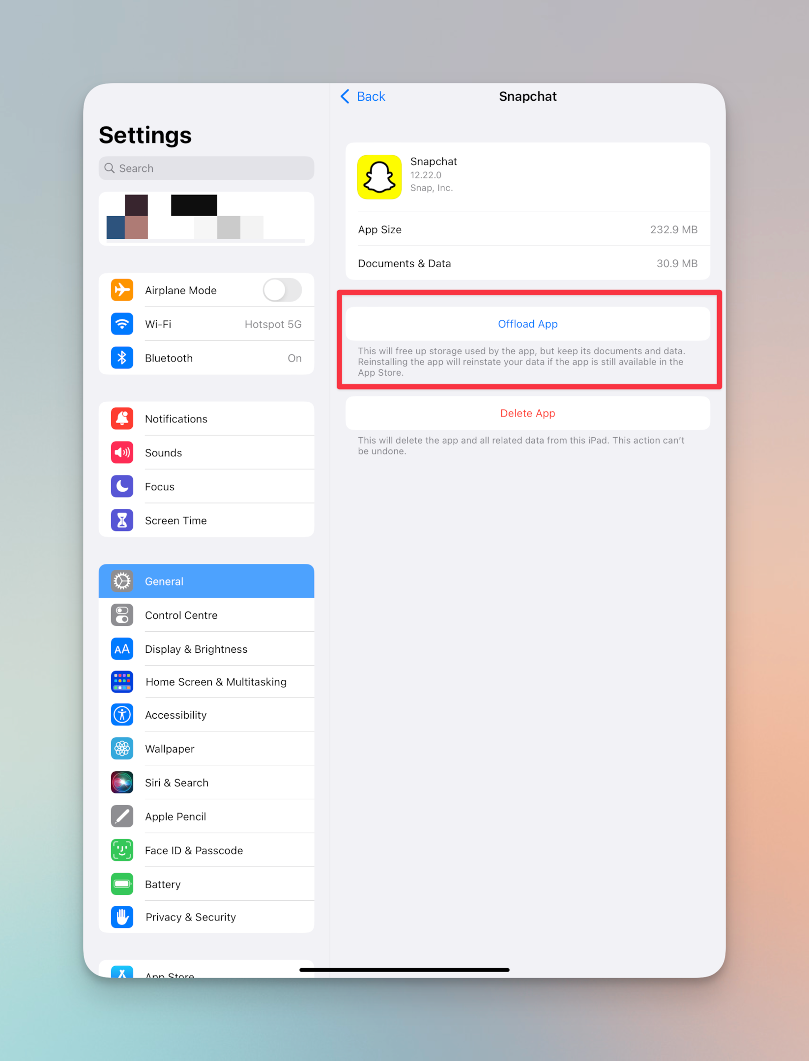 Remote.tools showing how to offload Snapchat app from iPhone/iPad