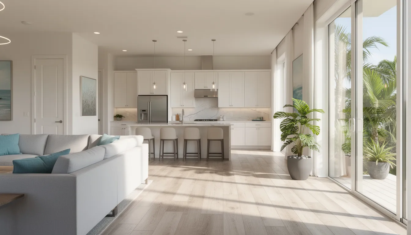 The image showcases the interior of a beautifully renovated Florida rental property, featuring a modern kitchen bathed in natural light. This inviting space highlights the potential for real estate investment in Florida's booming rental market, appealing to both investors and future tenants.