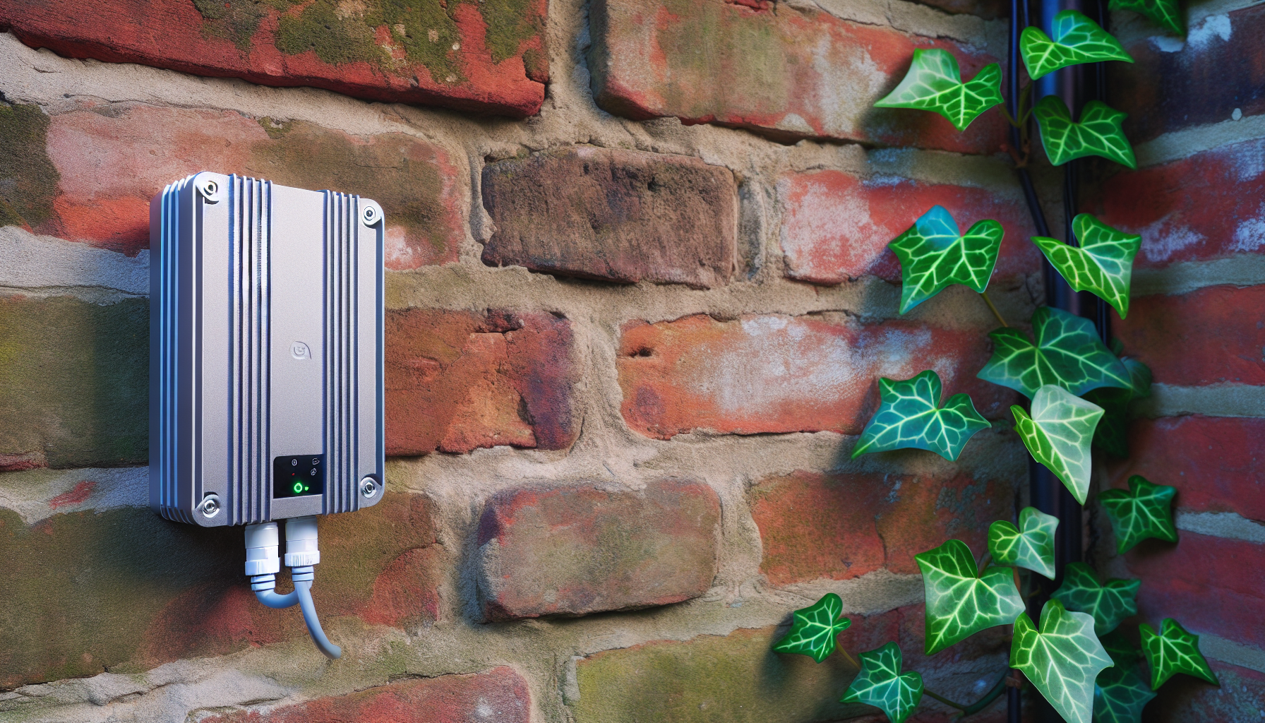 Weatherproof outdoor Wi-Fi extender installed on a wall