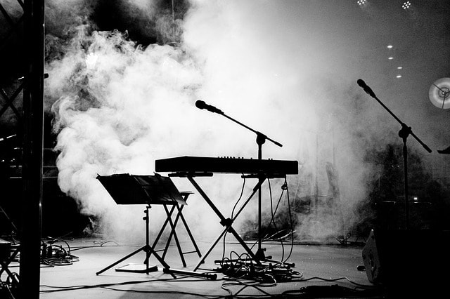 concert, microphone, bandstand