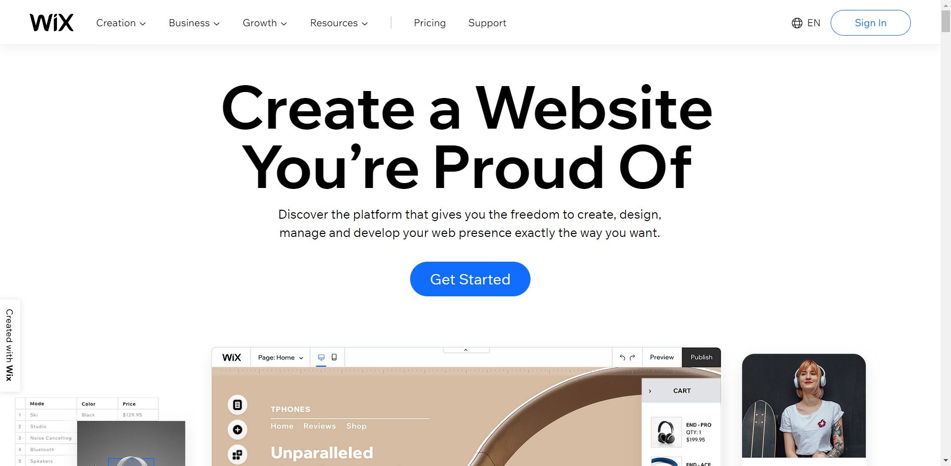 Wix home page