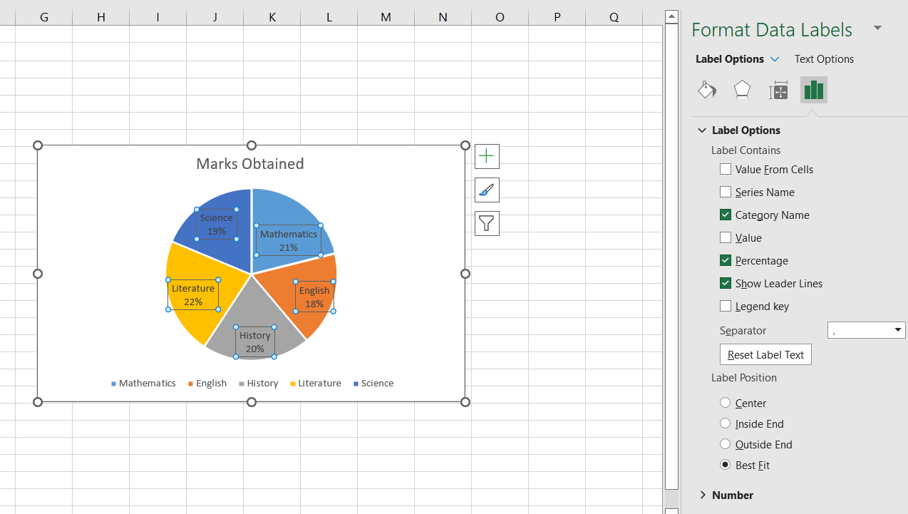 how to make a pie chart in excel - formatting data labels