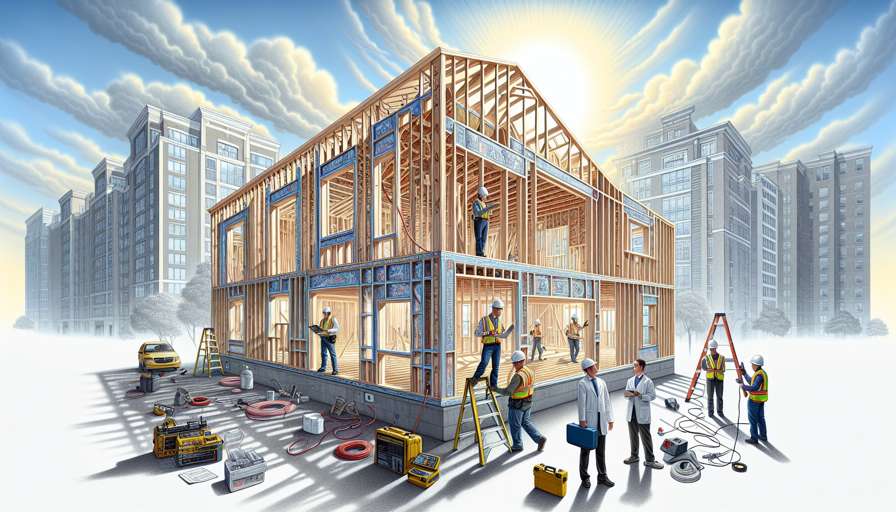 Illustration of completed building envelope for air leakage test