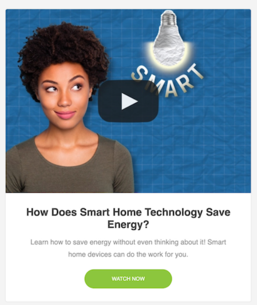 A video thumbnail with a woman standing below a lightbulb and the word Smart.