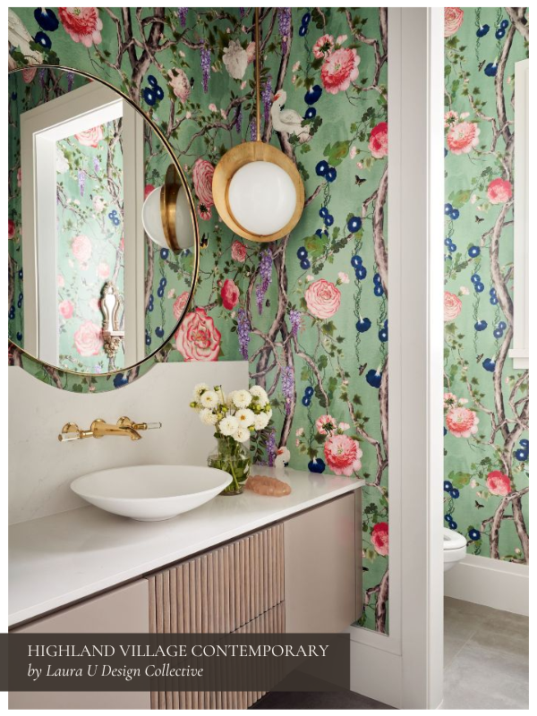 Circa Quando Medium Pendant in colorful Highland Village Contemporary powder room