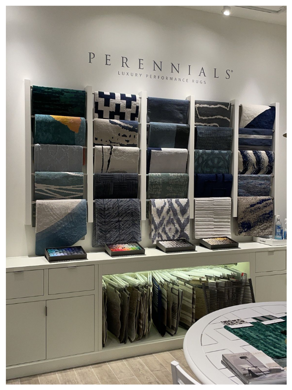 Perennial performance rugs in their showroom